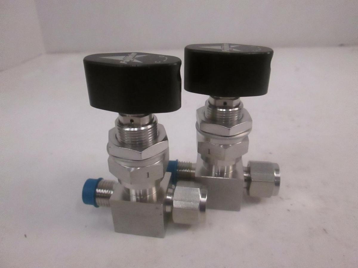Used Fujikin 1/4 Turn Shut Off Valve, TEL 0120-064661, 1/4" Swagelok - LOT of 2