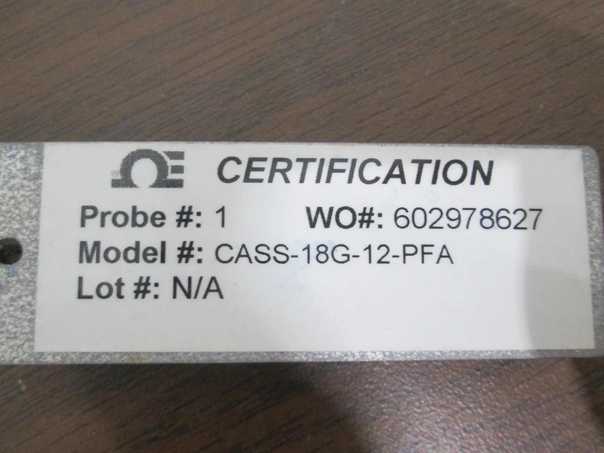 Used Omega, CASS-18G-12-PFA, Quick Disconnect Thermocouple, Type K, Used