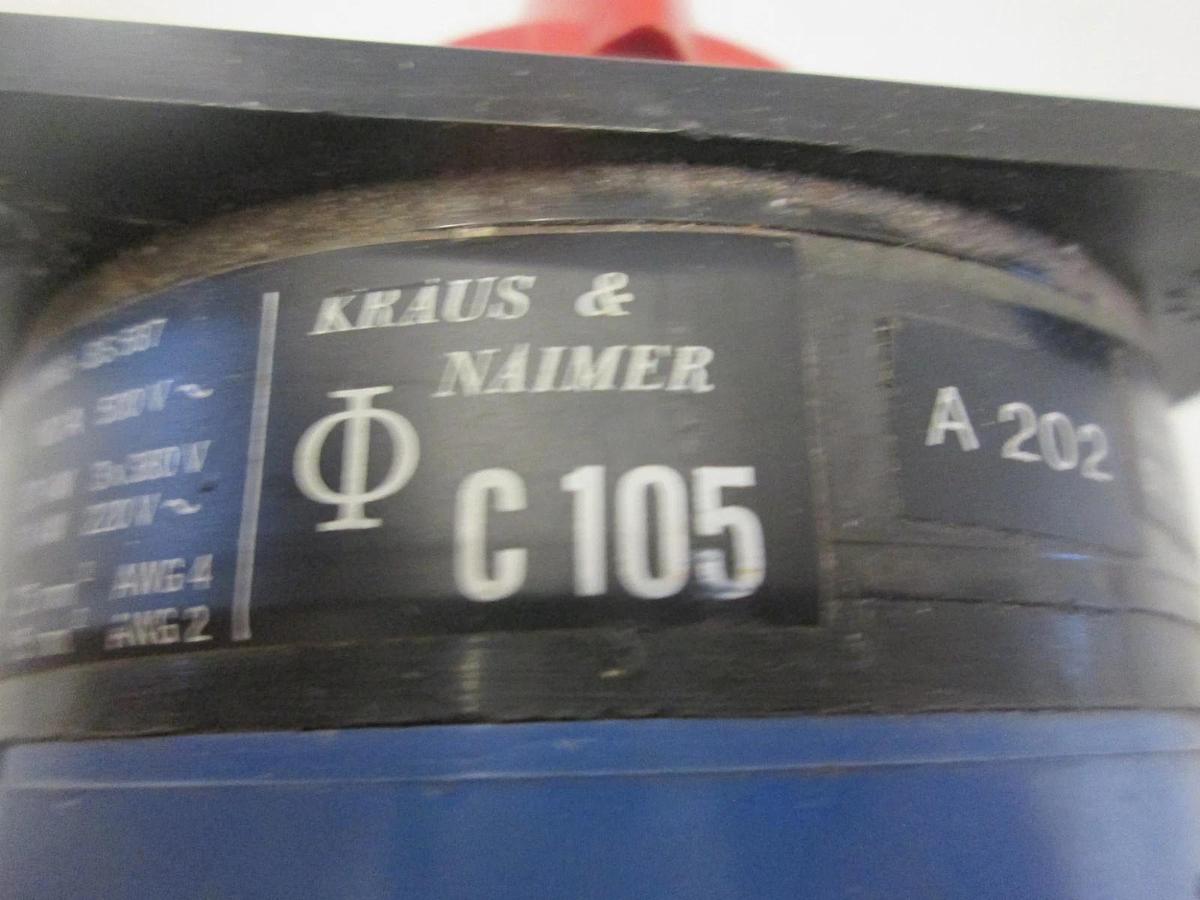 Used Kraus & Naimer, C105, Selector Switch 2 Position, 500V, 100A, Used