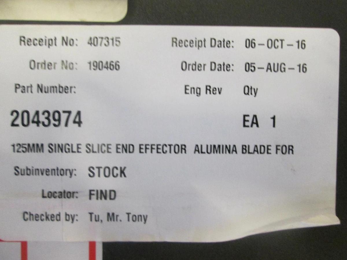 Varian, 125MM Single Slice End Effector Alumina Blade, 2043974, New