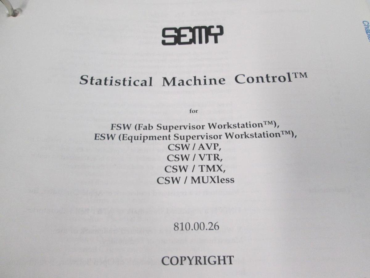 Used Semy, 810.00.26, Statistical Machine Control Manual, Used