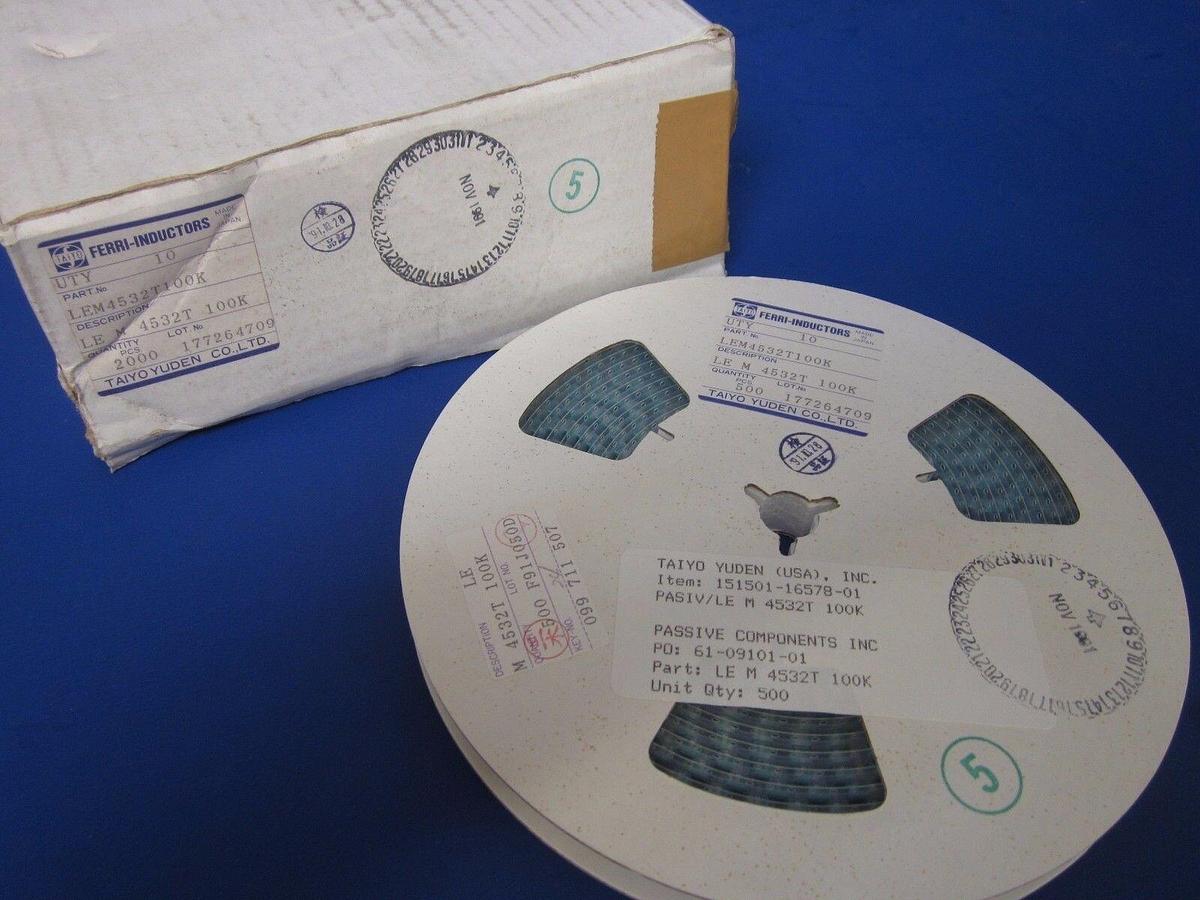 Used TAIYO YUDEN Ferri-Inductors Fixed Inductor LEM4532T100K, Box of 2000