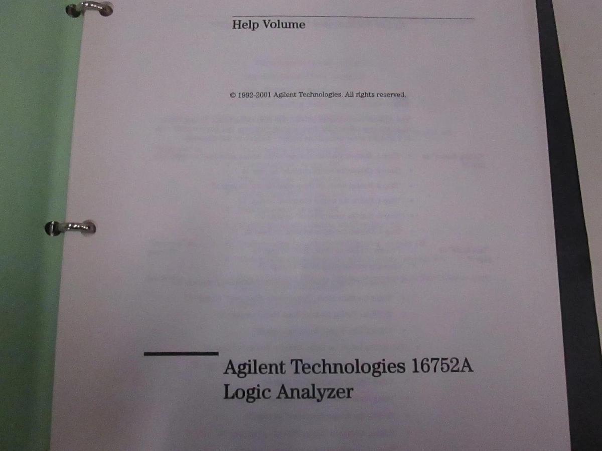 Used Agilent Technologies Model 16752A Logic Analyzer Help Volume, Used