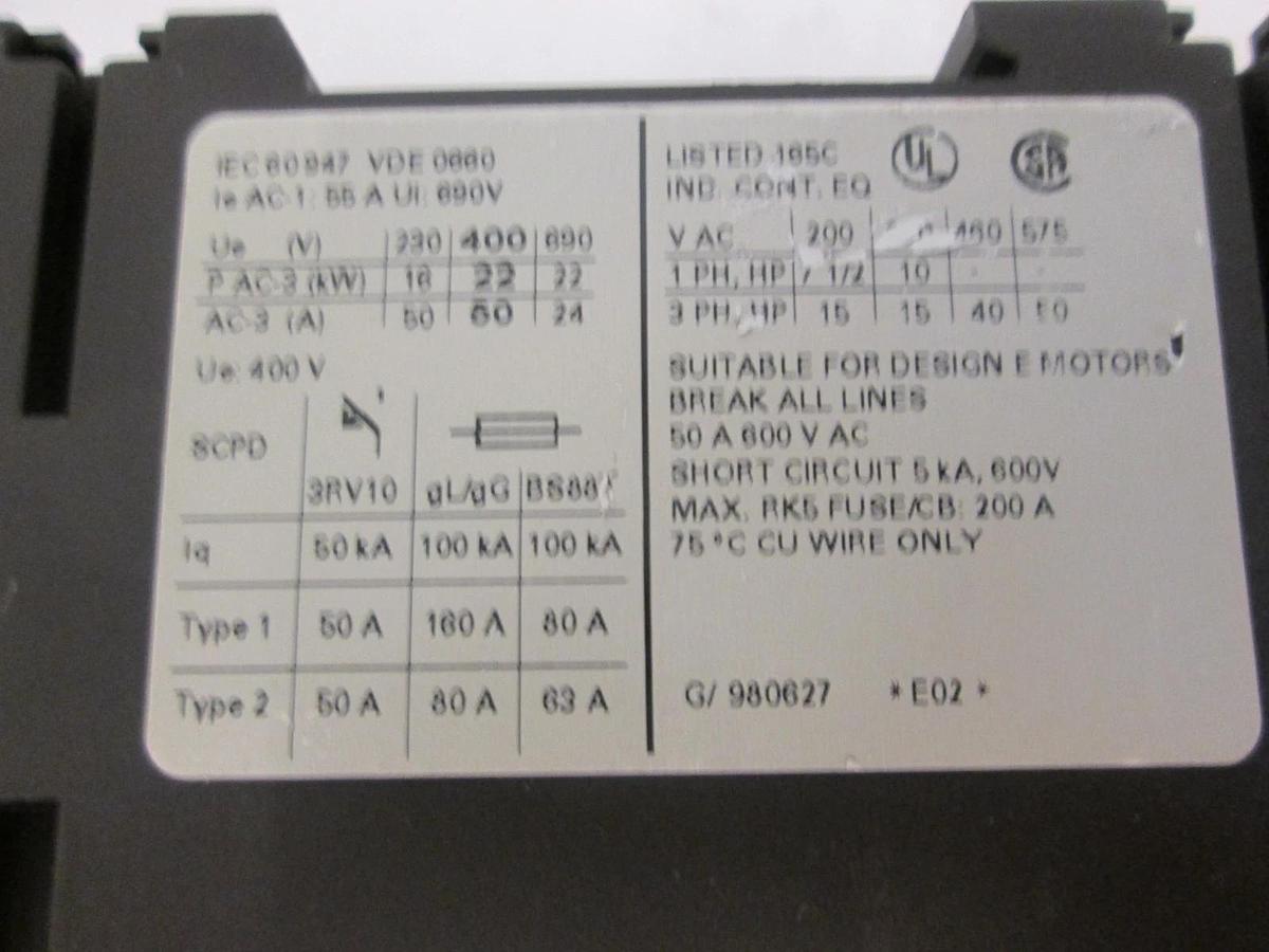 Used Siemens Sirius 3R, 3RT1036-1B Contactor