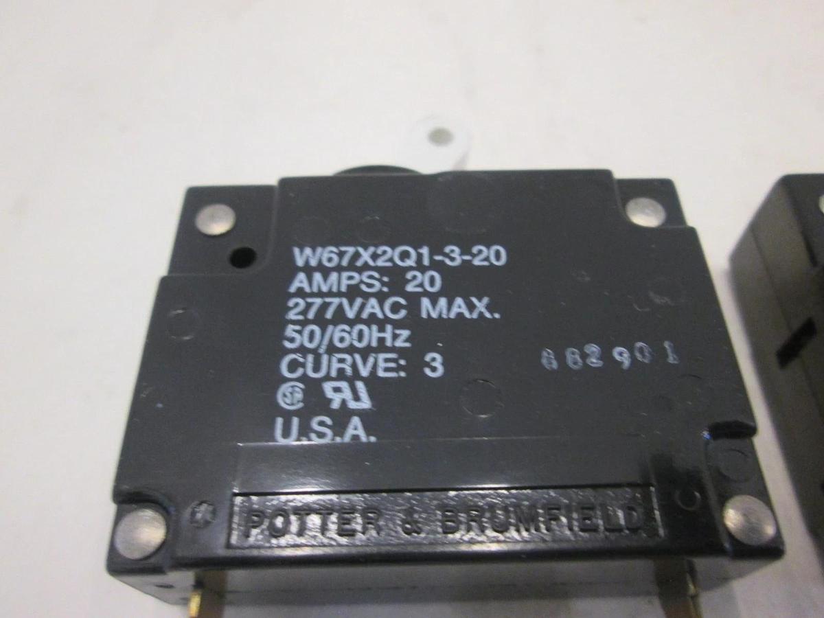 Used Potter & Brumfield, W67X2Q1-3-20, Circuit Breaker Switch, Used, Lot of 2