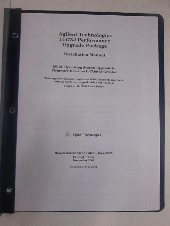 Used Agilent 11575J Performance Upgrade Package Installation Manual, Used