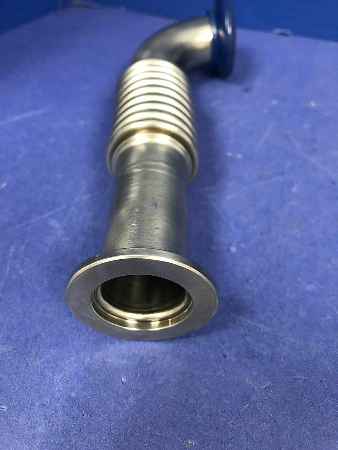 SS Vacuum Pipe, 90° Elbow, Bellows Neck, NW25, 7"L, New