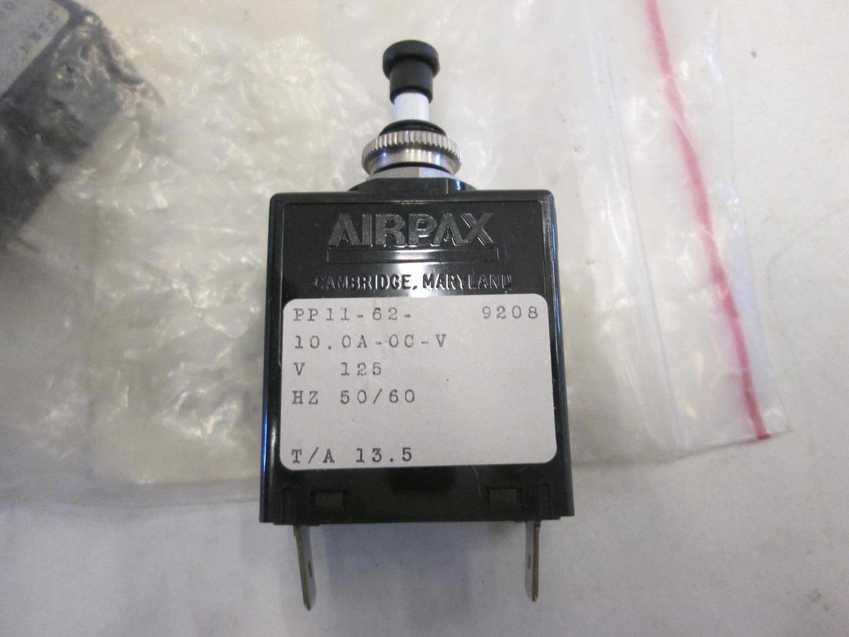 Used Airpax, PP11-62-10.0A-OC-V, Circuit Protector, 125V, 50/60Hz, Used, Lot of 3