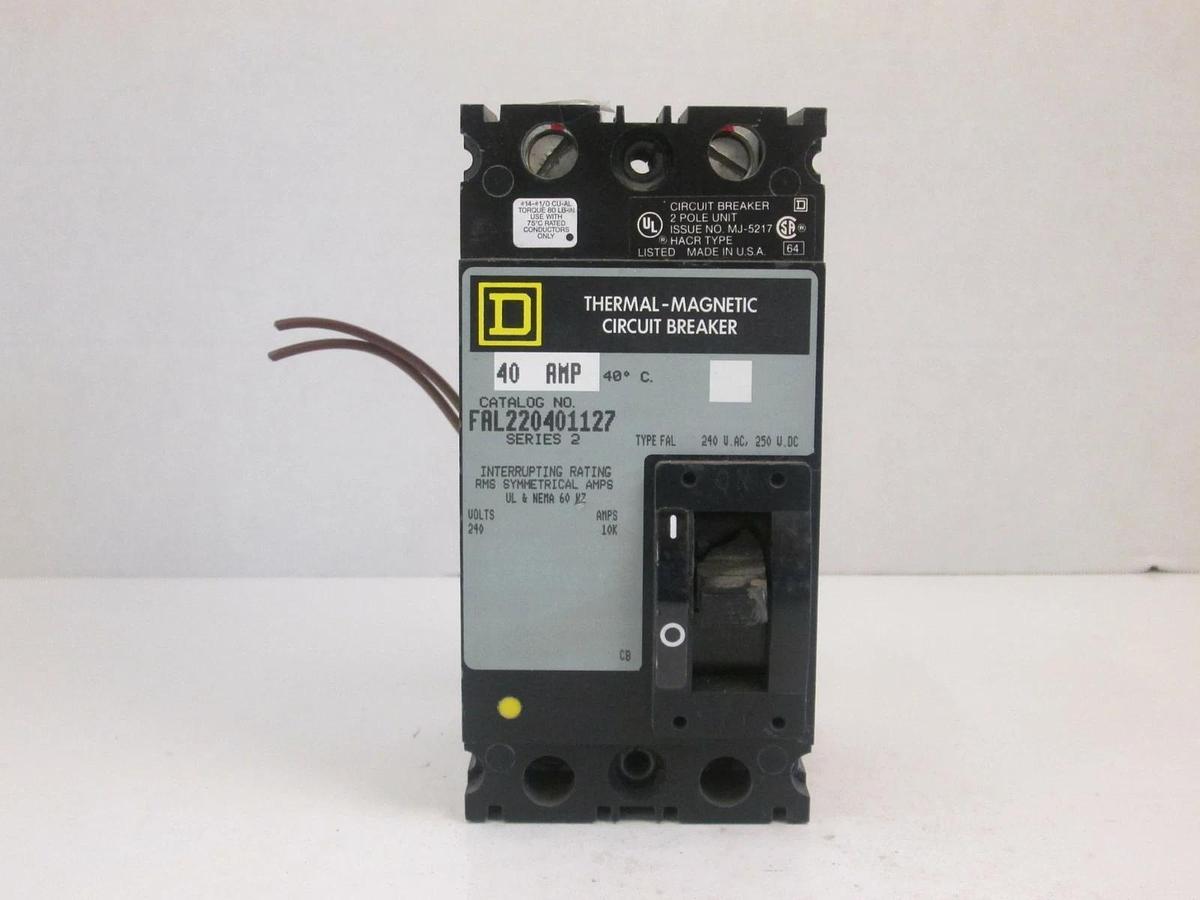 Used Square D FAL220401127 Circuit Breaker, 40 AMP, 2 Pole, Series 2