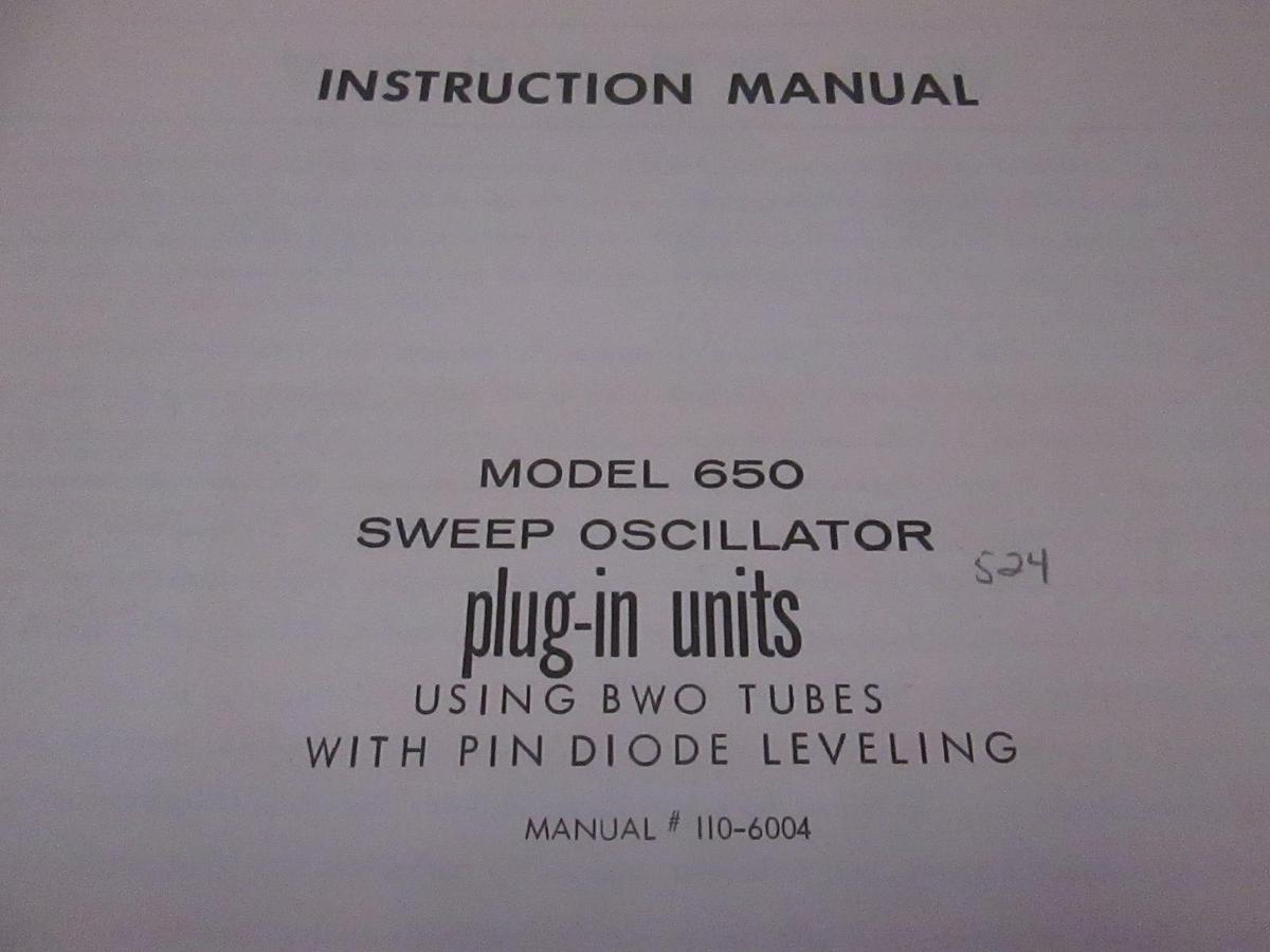 Used Singer Model 650 Sweep Oscillator Plug-In Units Instruction Manual, Used