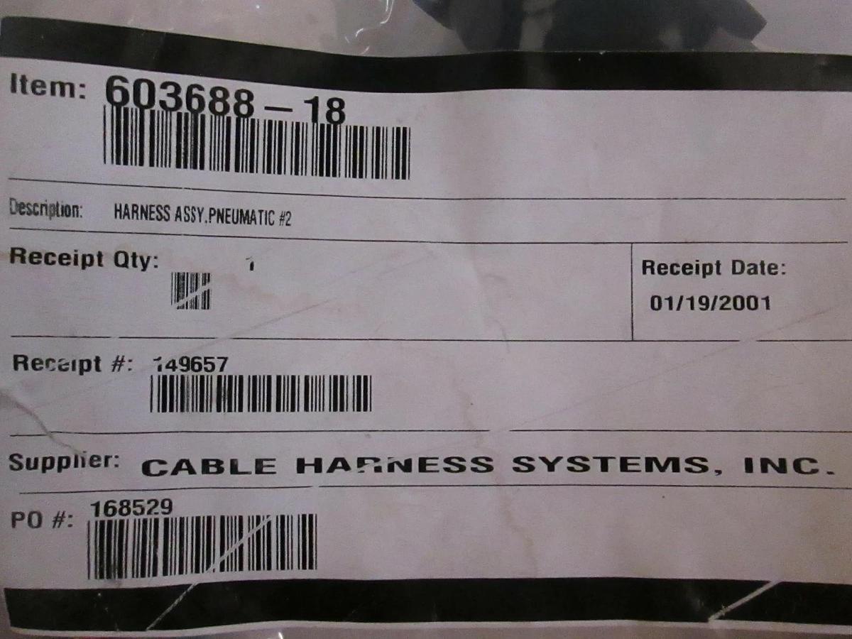 Used SVG Cable Harness Pneumatic #2 Assy, 603688-18, NIP
