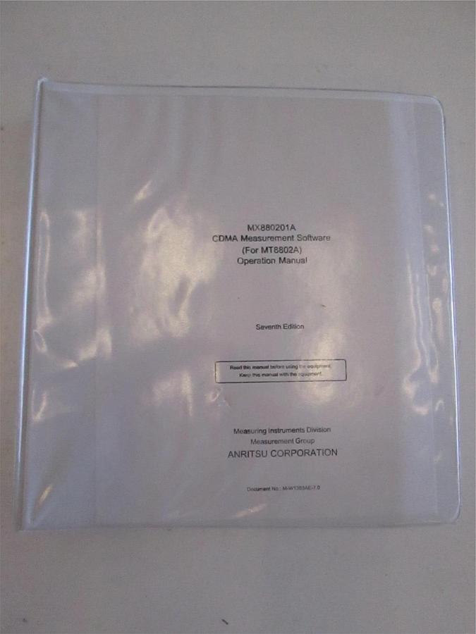 Used Anritsu MX880201A CDMA Measurement Software Operating Manual, Used