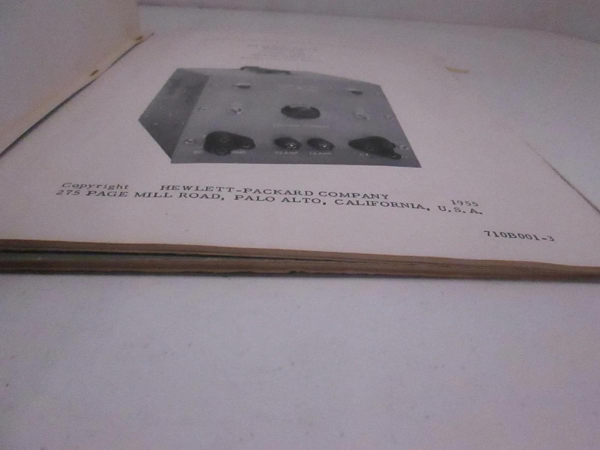Used HP Model 710B Power Supply Instruction and Operating Manual, Used