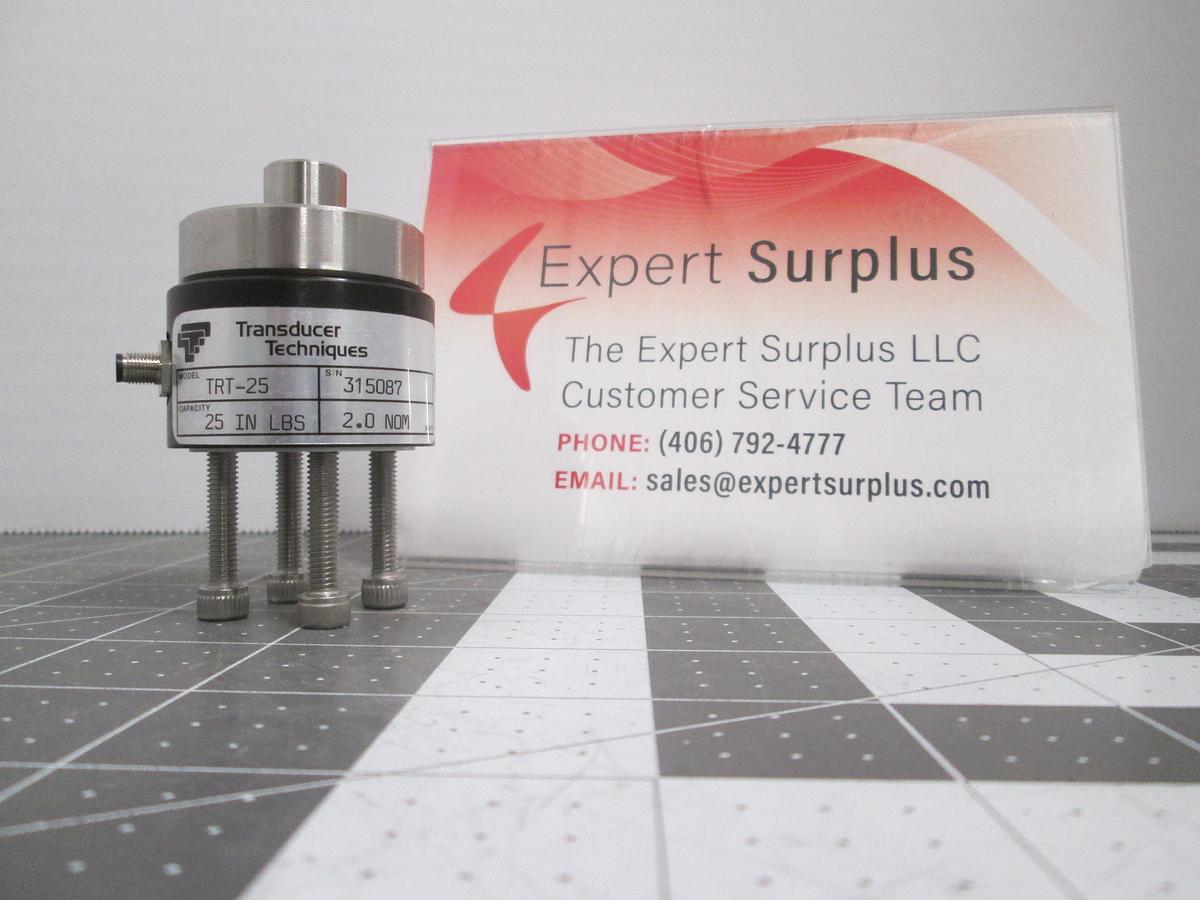 Used Transducer Techniques TRT-25 Reaction Torque Sensor Load Cell 25 In-Lbs