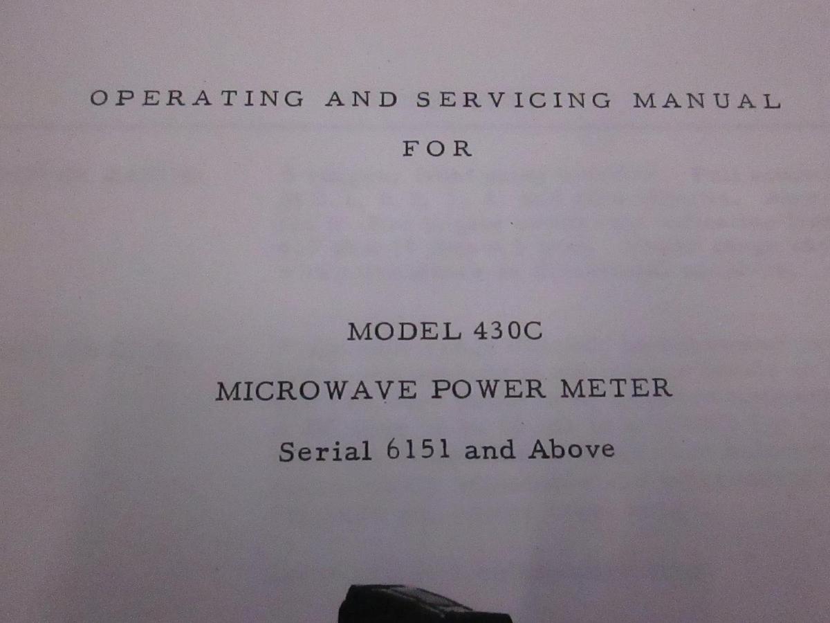 Used HP 430C Microwave Power Meter Operating and Service Manual, Used