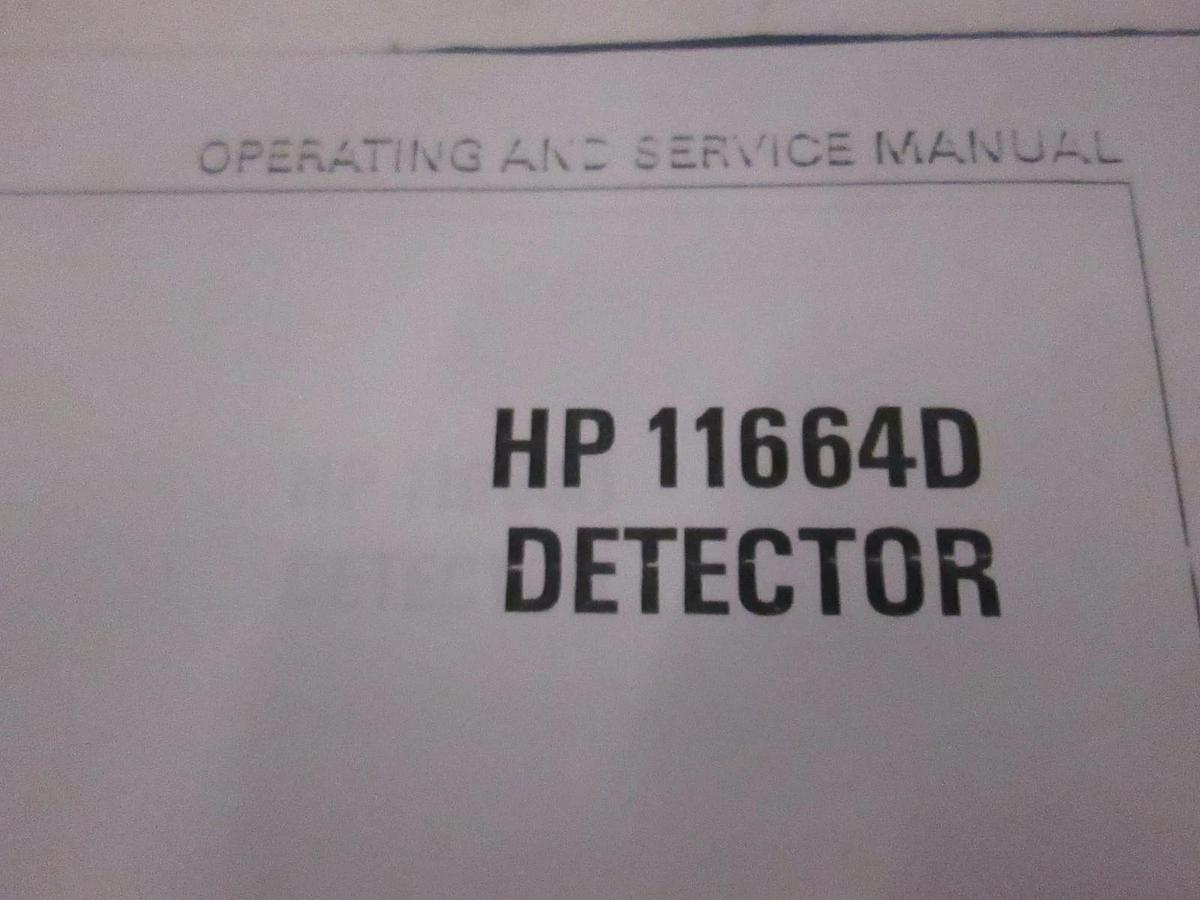 Used HP 11664D Detector Operating and Service Manual, Used