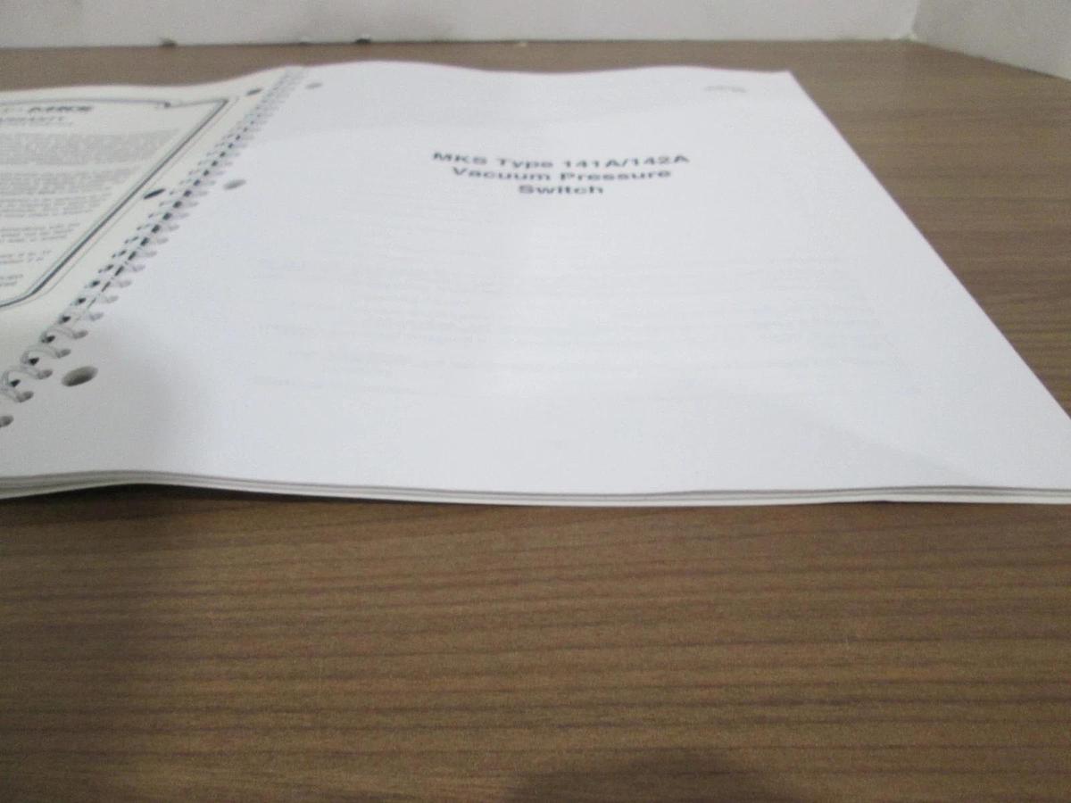 Used MKS, Type 141A/142A, Vacuum Pressure Switch, Instruction Manual, Used