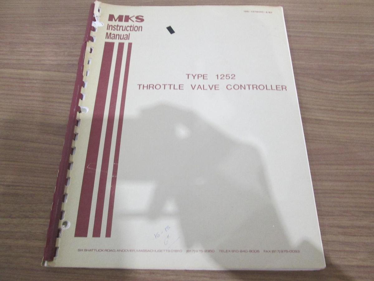 Used MKS, Type 1252, Throttle Valve Controller, Instruction Manual, Used
