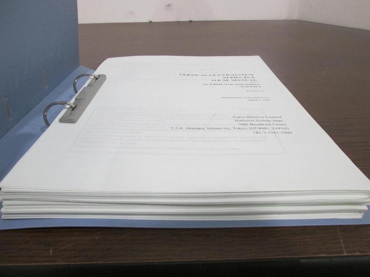 Used Tokyo Electron, ALPHA-8S-E, As-D-Poly O.E.M. Manual, Vol 2, Used