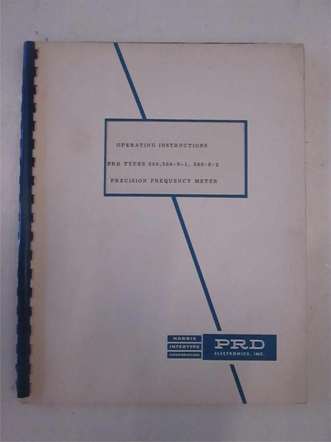 Used PRD Type 560,560-S-1, 560-S-2 Precision Frequency Meter Operating Instructions