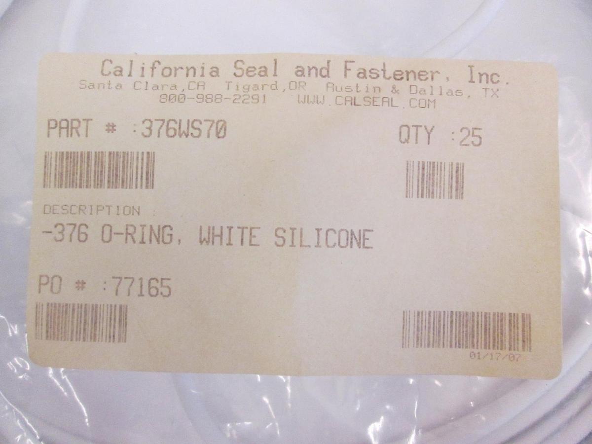 Used California Seal, 376WS70, White Silicone -376, O-Ring Lot of 25