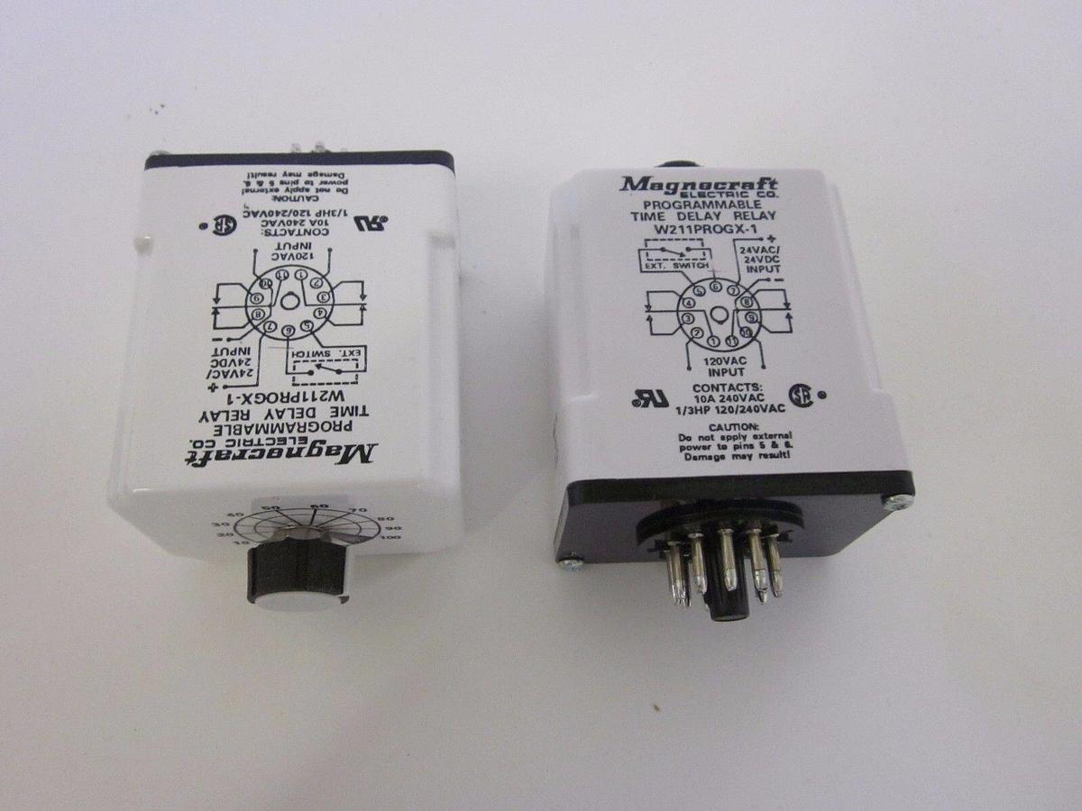 Used Magnecraft Electric W211PROGX-1 Programmable Time Delay Relay, Lot of 2 Used