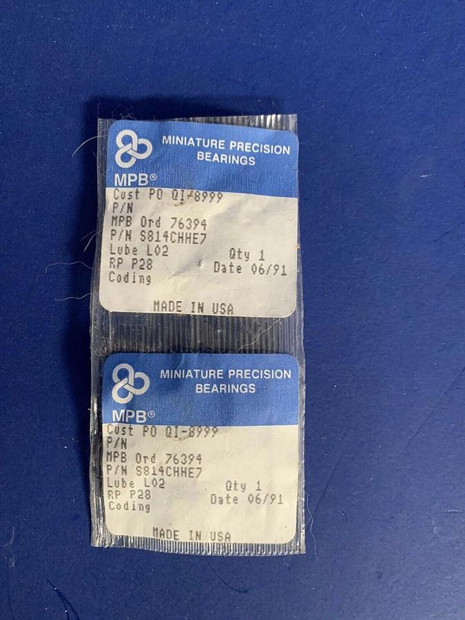 MPB S814CHHE7 Miniature Precision Bearing, Lot of 2, New