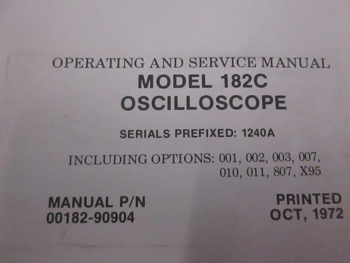 Used HP 182C Oscilloscope Operating and Service Manual, Used