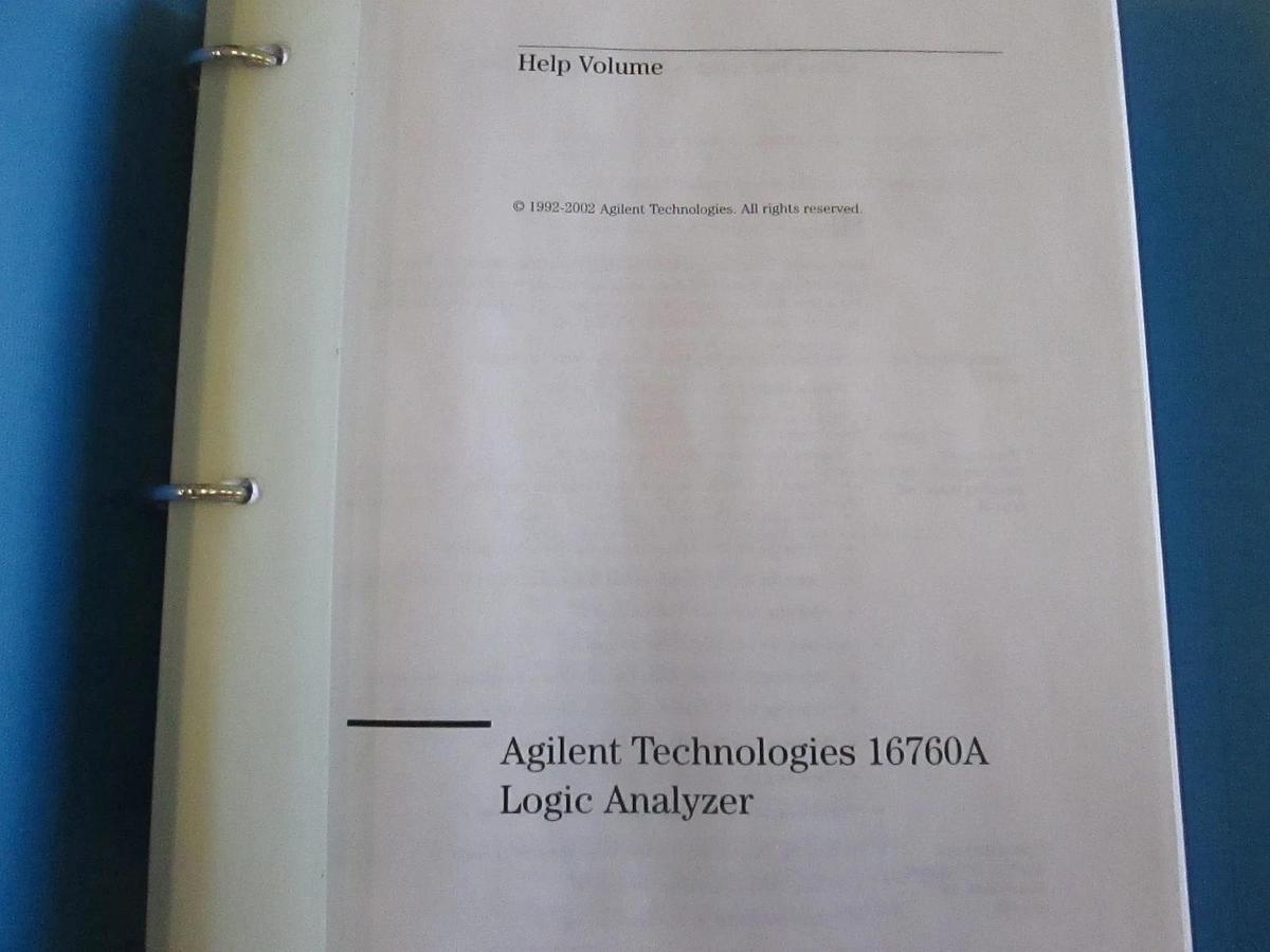 Used Agilent Technologies 16760A Logic Analyzer Help Volume, Used