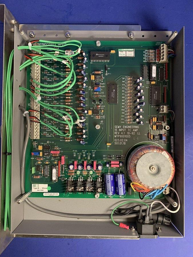 Used SEMY ENGINEERING MYP9001005 T/C Amplifier, 15 Input Type R, Used