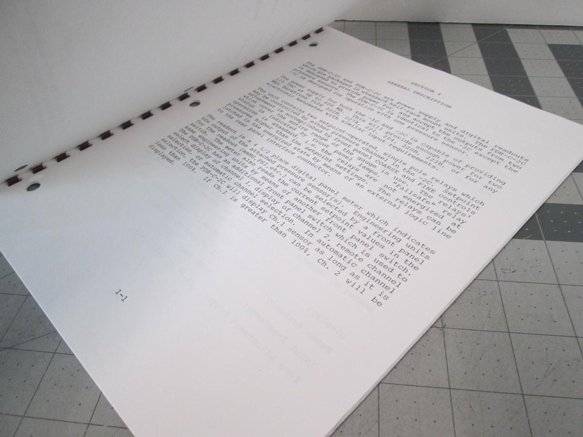 Used MKS, PDR-C-1C/2C, Power Supply Digital Readout, Instruction Manual, Used