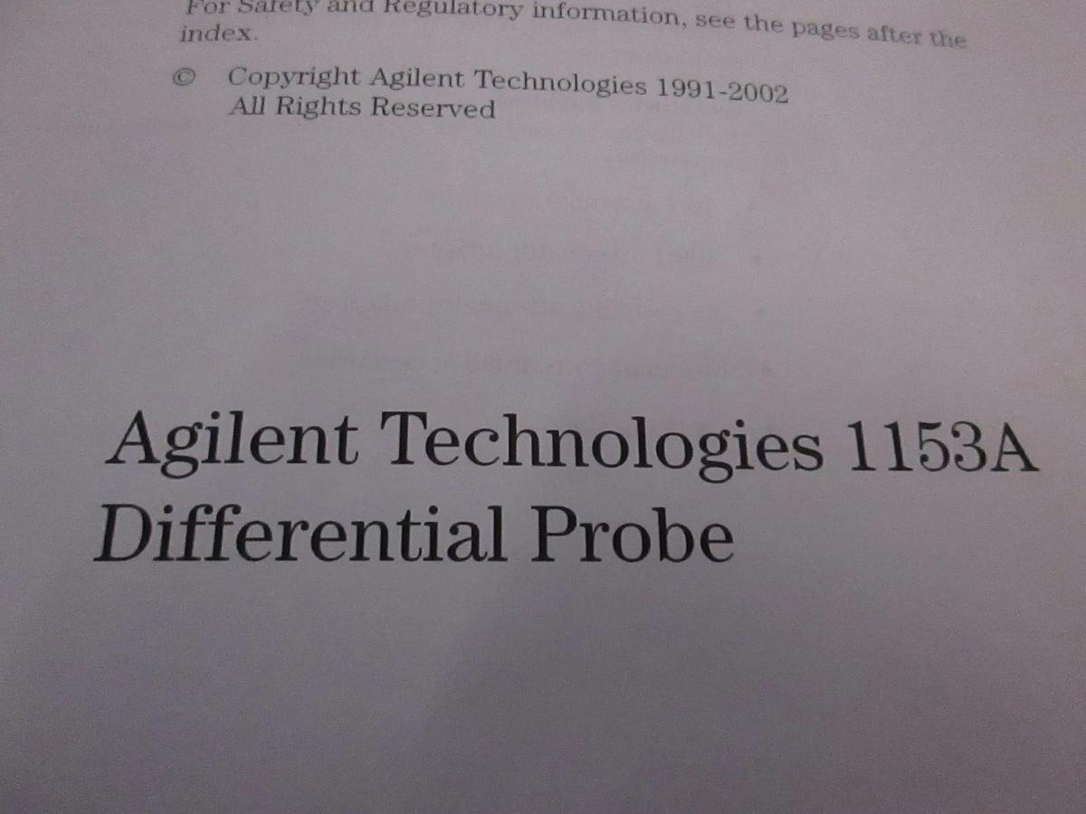 Used Agilent Technologies 1153A Differential Probe User and Service Guide, Used