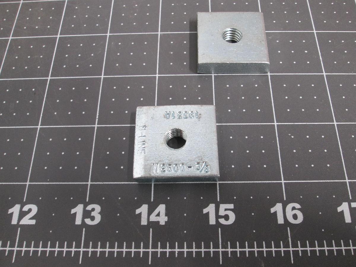 Used Eaton B-Line N2500-3/8ZN, Zinc Plated Insert Square Nuts Lot of 100