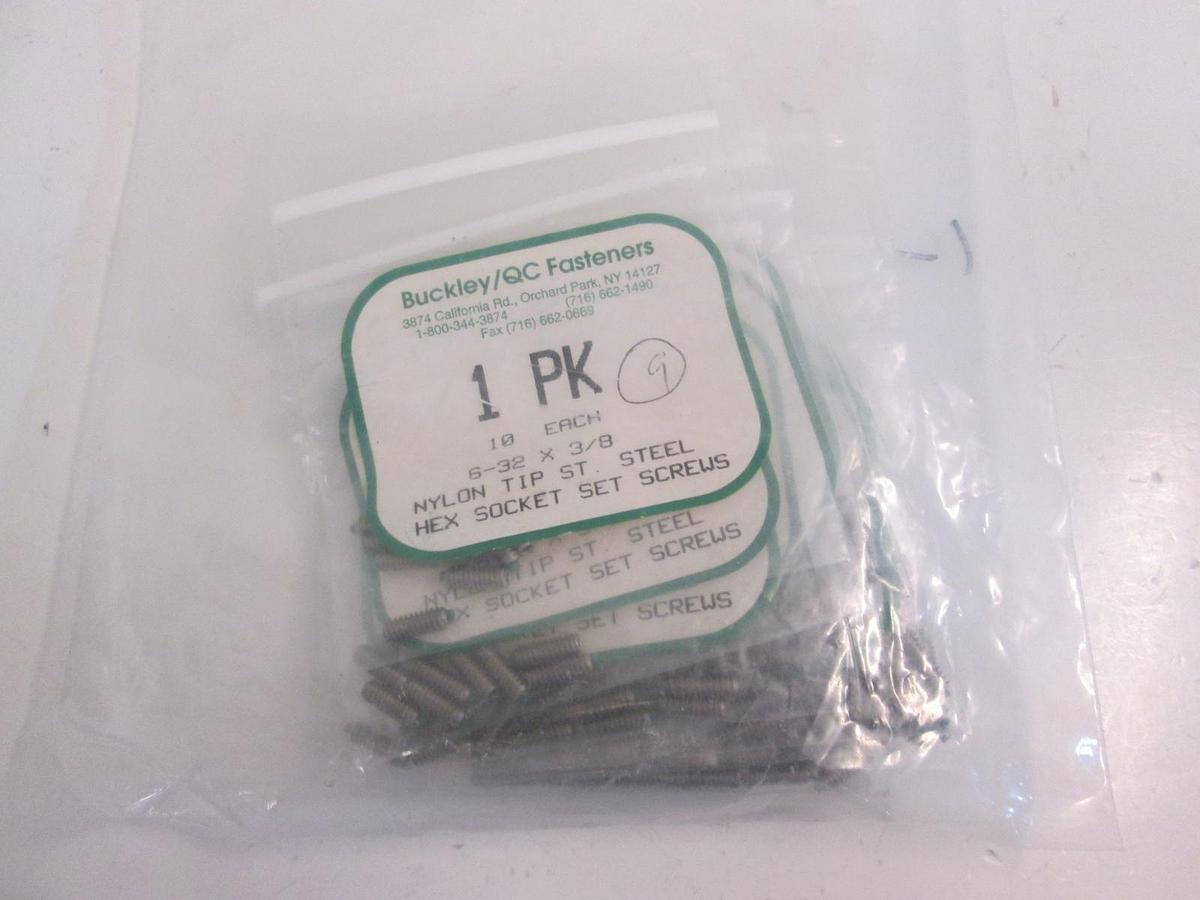 Used Buckley/QC Fasteners 6-32 X 3/8 Nylon Tip Steel Socket Set Screws, Lot of 20