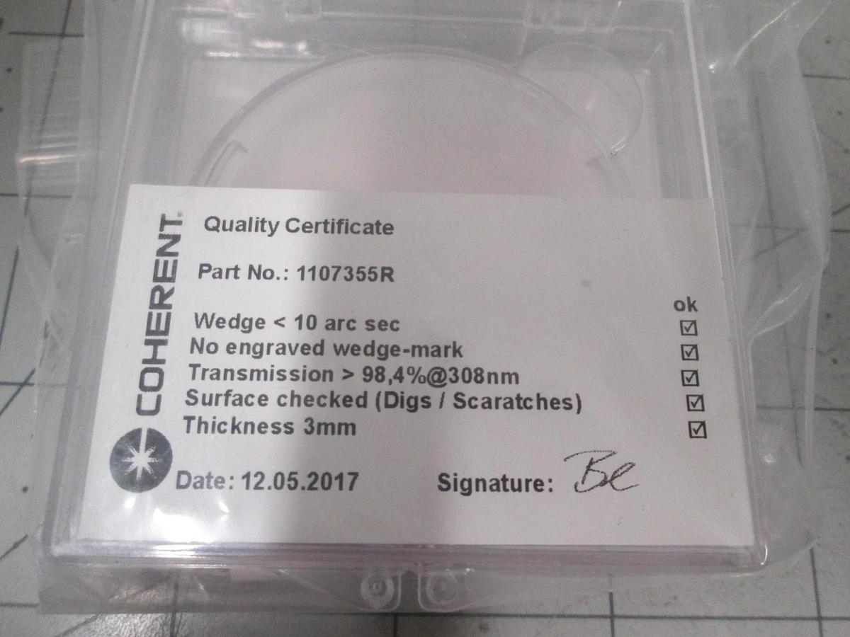 Coherent, Window Sapphire, 1107355R, AR/AR 308 NM 50 x 3mm, New