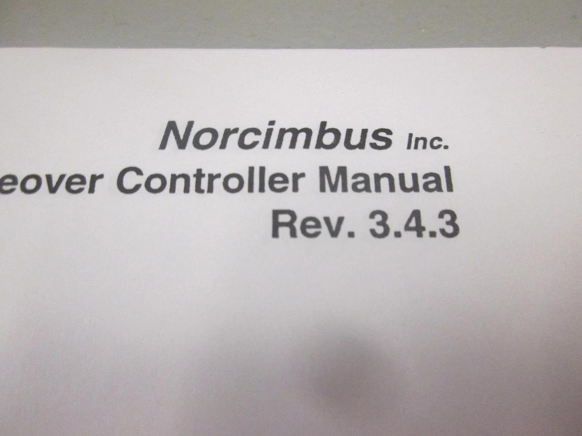 Used Norcimbus, Rev. 3.4.3, Cylinder Changeover Controller Operations Manual, Used