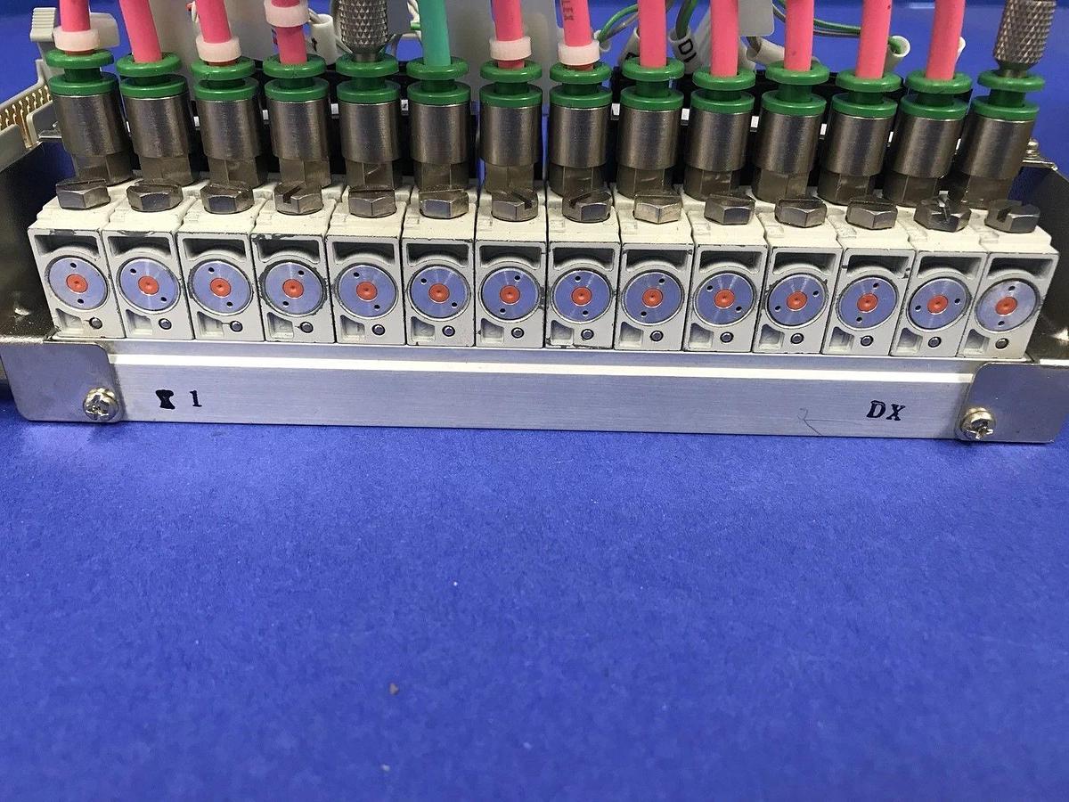 Used SMC VQD1131-5L-M5 (14) Solenoid Valves  w/ 14 Station Manifold Assembly