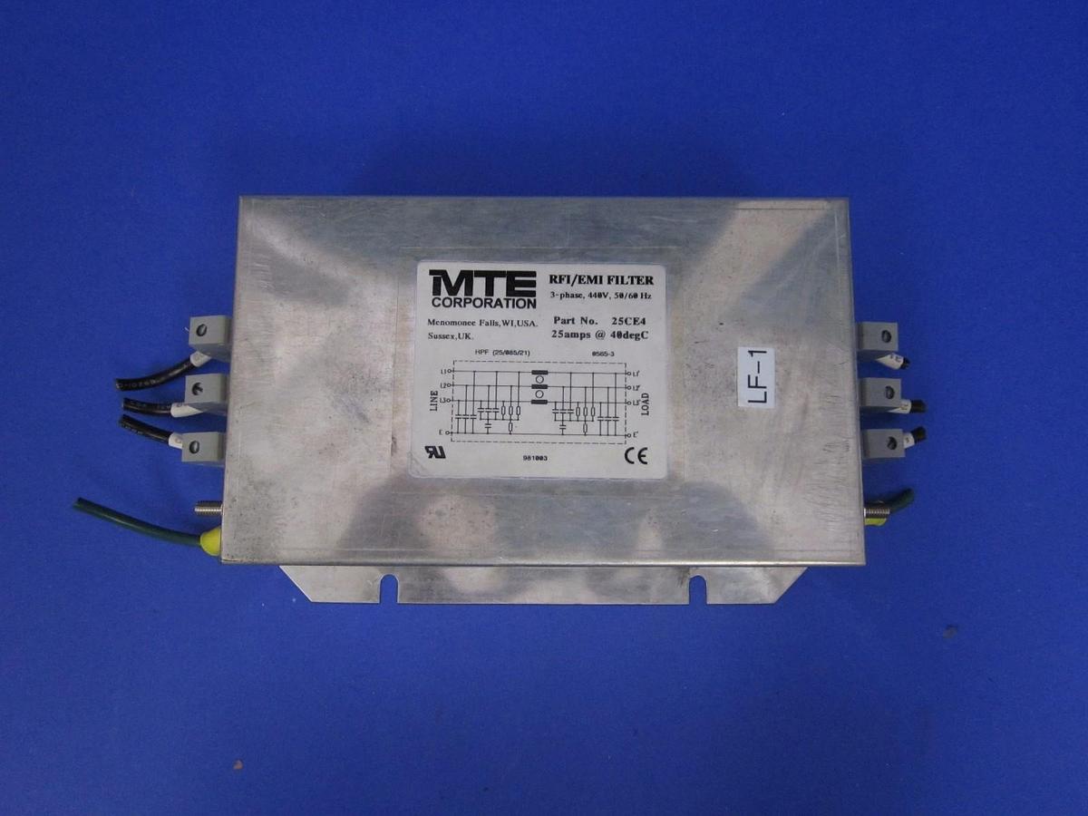 Used MTE Corporation RFI/EMI Filter, 25CE4, 3-Phase, 25A @ 40C