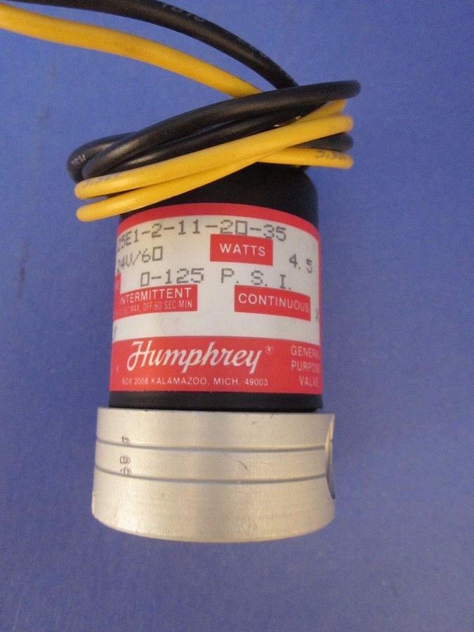 Humphrey 125E1-2-11-20-35 Solenoid Valve 2-Way, 24V, 4.5W, NEW