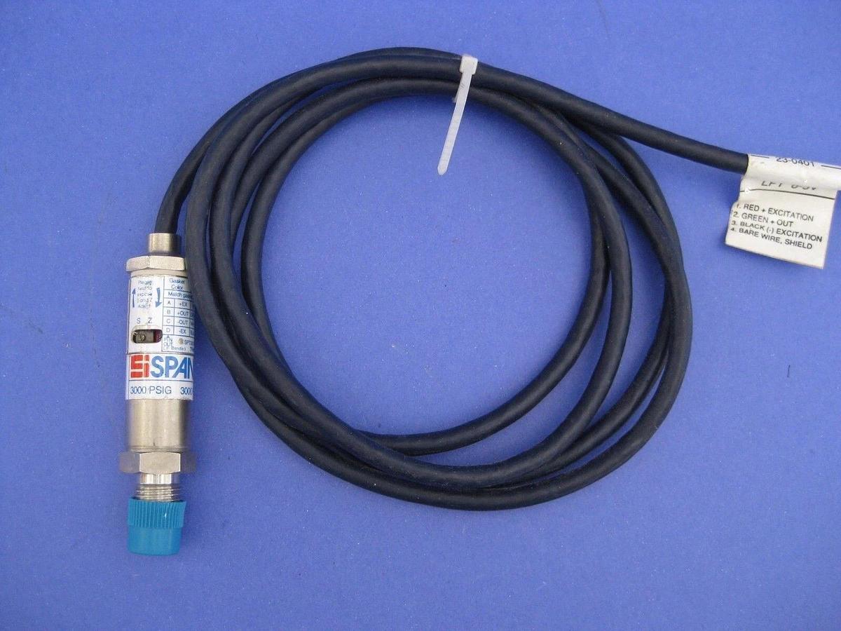 Used SPAN Pressure Transducer, SPT-200, 1/4" Male VCR, 3000 psi, Wire Leads, Used