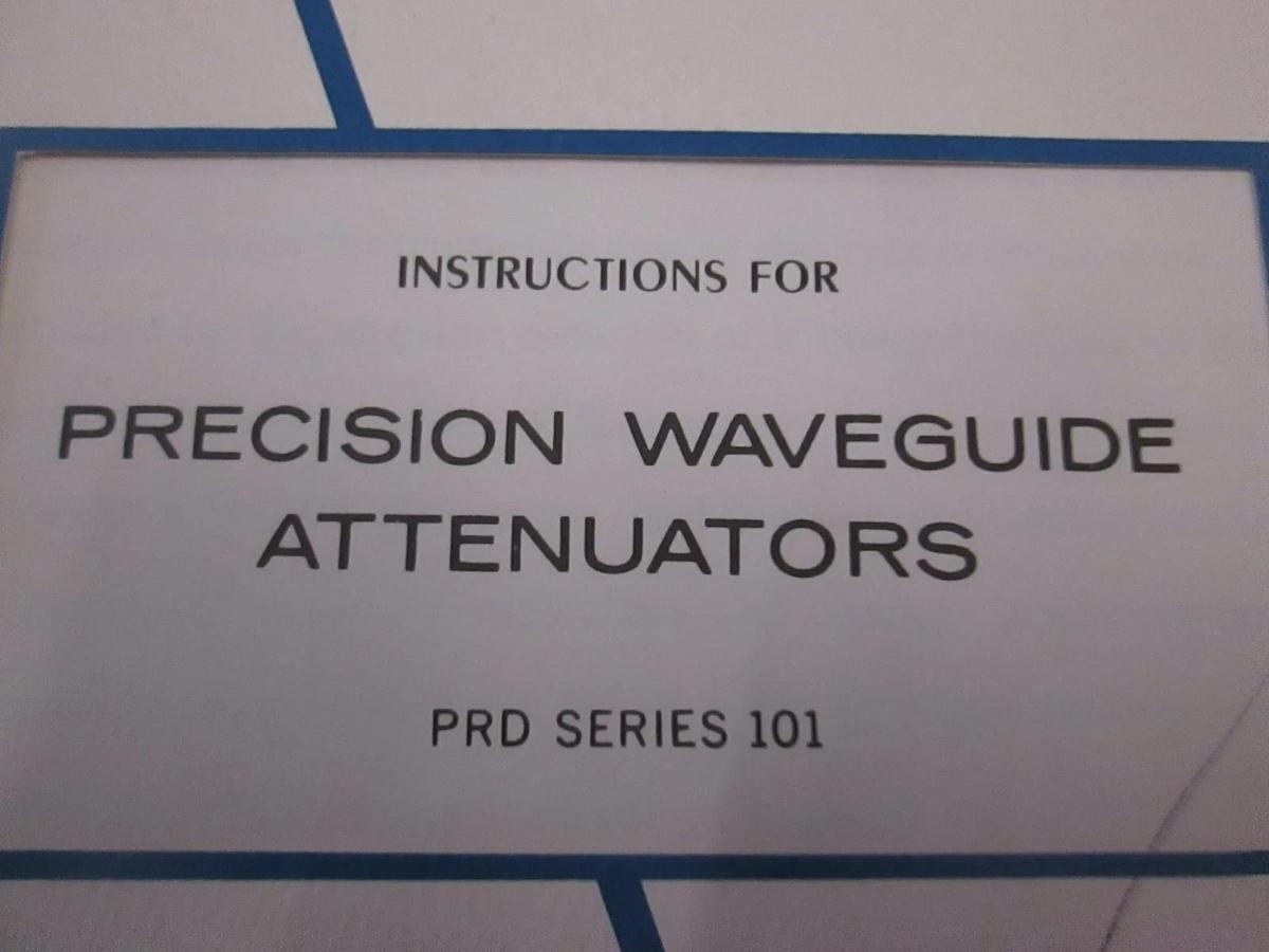 Used PRD Precision Waveguide Attenuators Series 101 Instruction Manual, Used