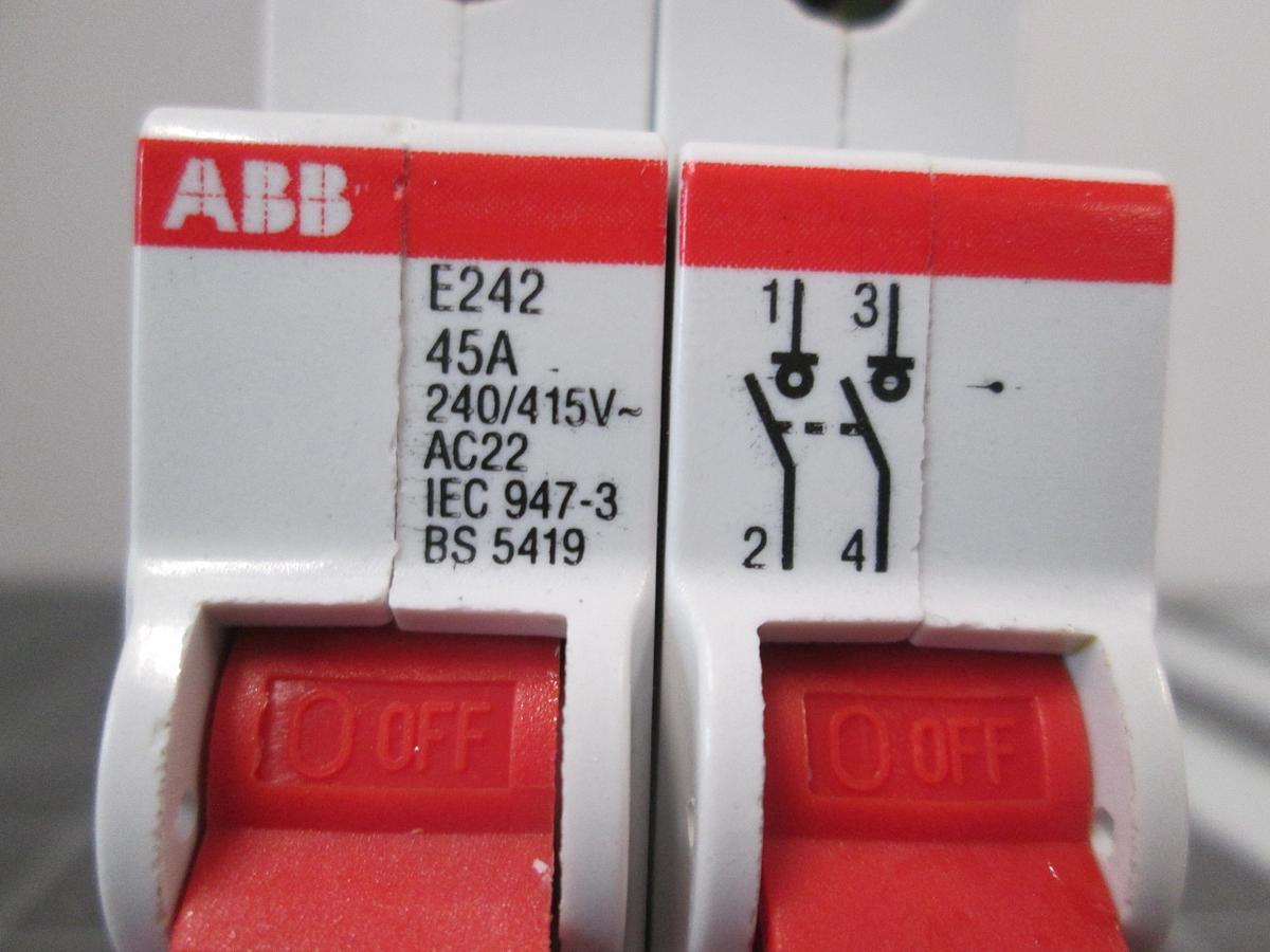 Used ABB, E242, 45A 2 Pole Isolator Switch 240/415V AC22 Double Pole Used