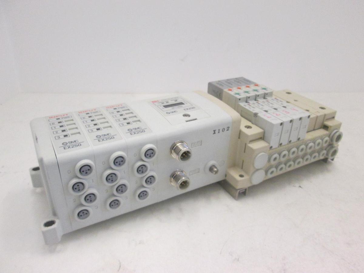 Used SMC, EX250, DeviceNet Interface 3 Module Assy w/ 4 Valves, SV1400-5FVD, Used