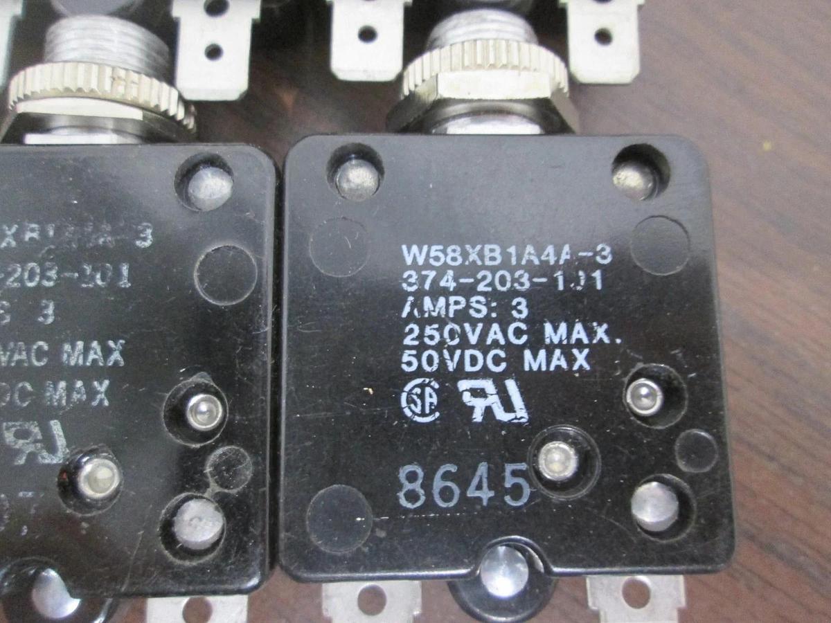 Used Potter & Brumfield, W58XB1A4A-3, 3A, Thermal Circuit Breaker, Used, Lot of 6