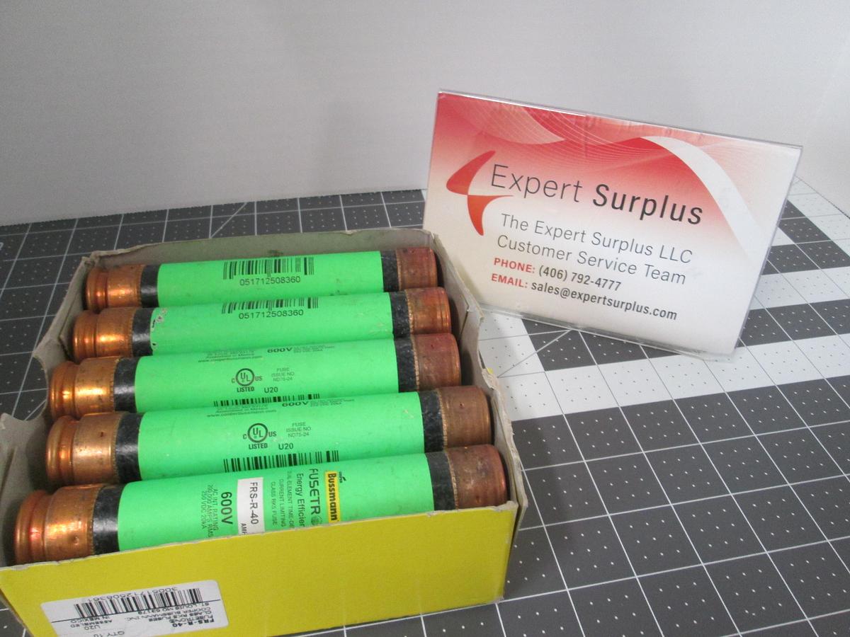 Bussmann, FRS-R-40, Fusetron 40A 600V Class RK5 Time Delay Fuse Lot of 10