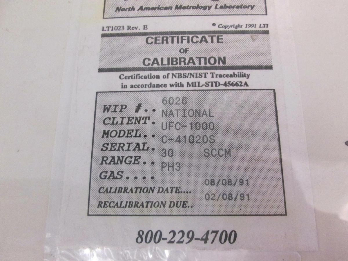 Used Unit UFC-1000 Mass Flow Controller MFC, PH3, 30 SCCM