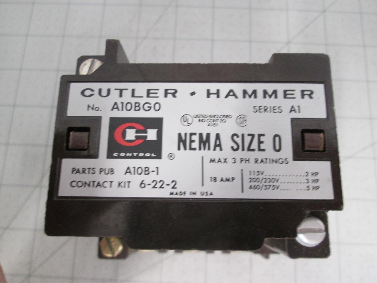 Used Cutler-Hummer, A10BG0, NEMA Size 0 18A, Series A1 Motor Stater 3 Phase