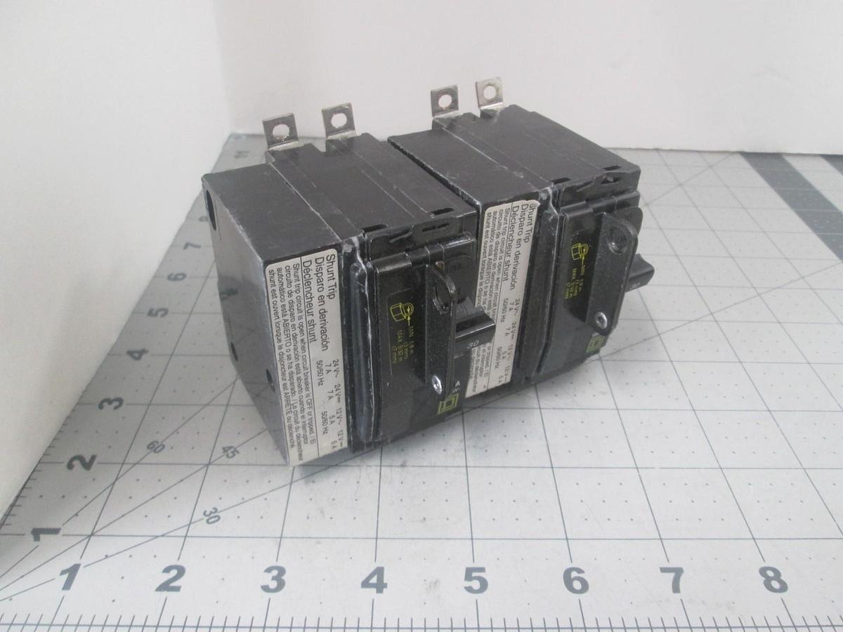 Square D, QO215, 2 Pole, Circuit Breaker w/ Shunt Tip,120/240V, Used, Lot of 2
