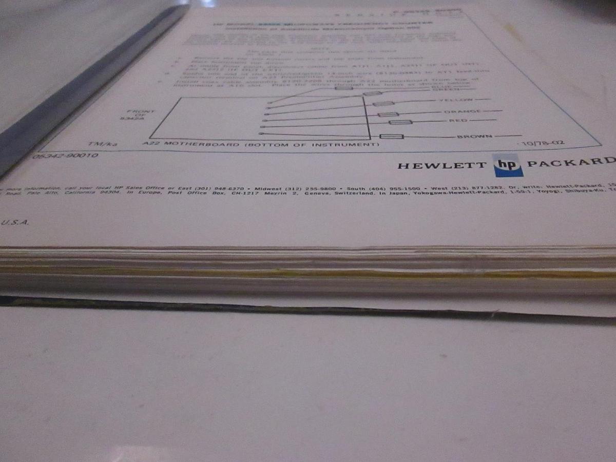 Used HP Model 5342A Microwave Frequency Counter Service Note, Used