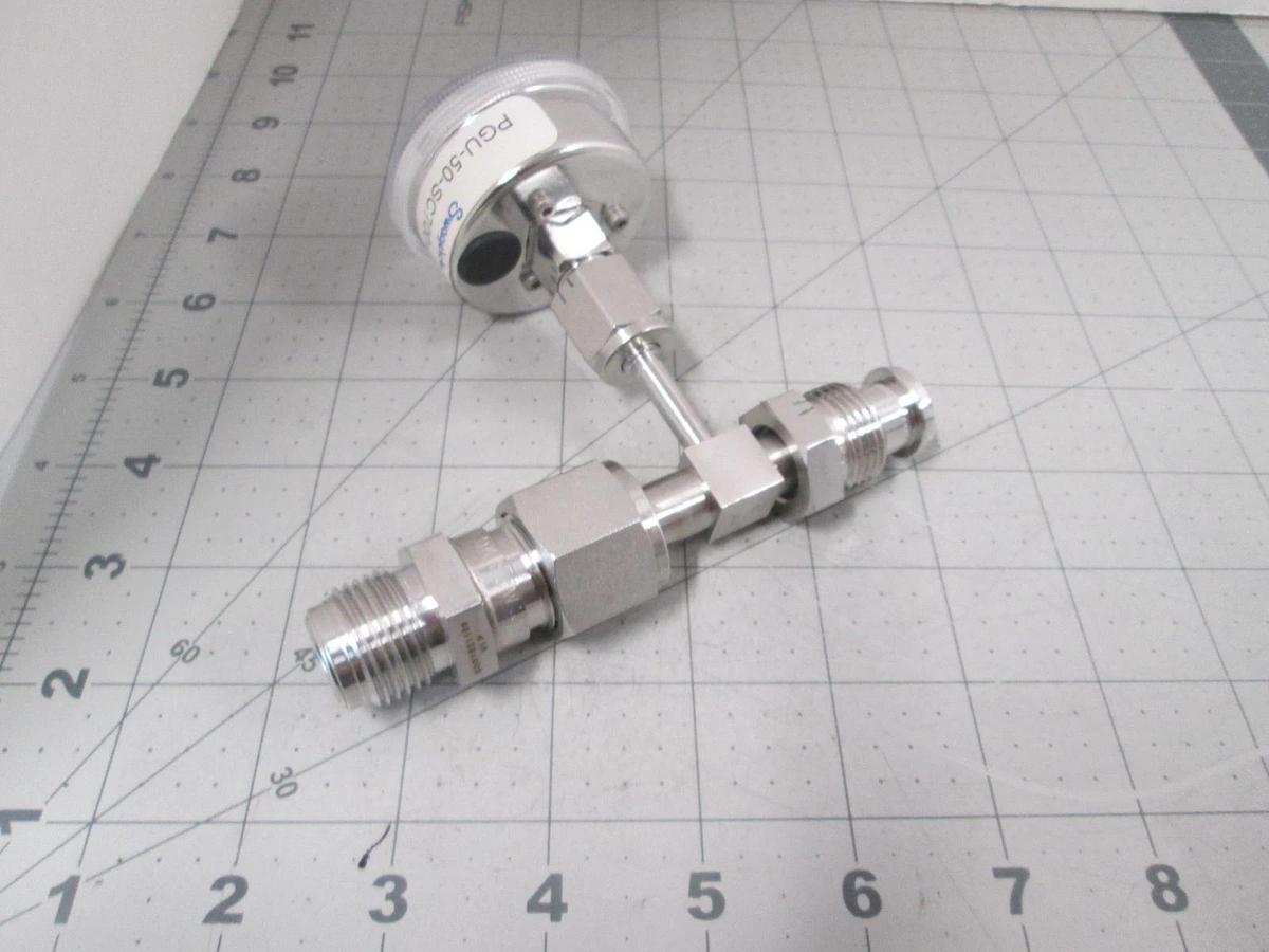 Used Swagelok, -30-0-100 PSI Gauge, 316L VAR, 1" Fitting, Used
